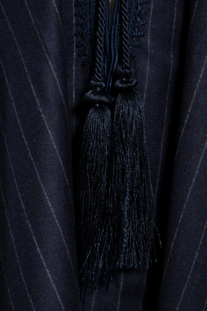 Wool & Cashmere Navy Striped Poncho