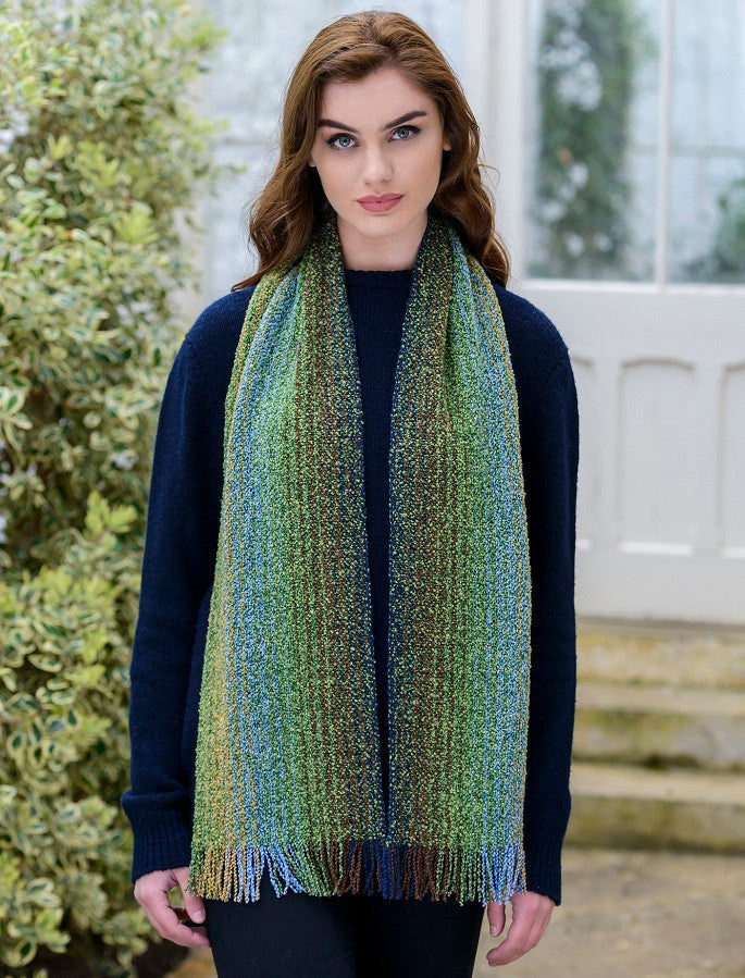 Wool Cashmere Skellig Scarf - Meadow Green Mix #color_meadow-green-mix