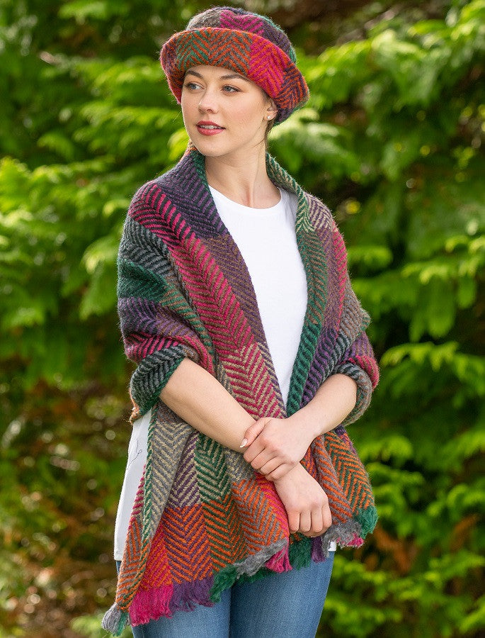 Wool Country Stole - Multi-Mulberry #color_mulberry