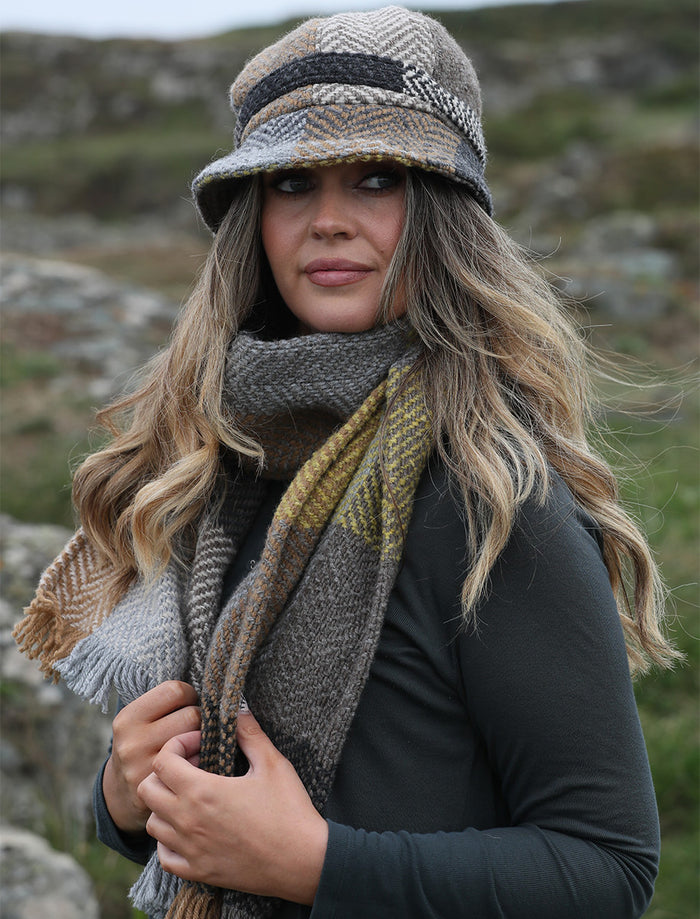 Wool Donegal Scarf - Mustard Grey #color_mustard-grey