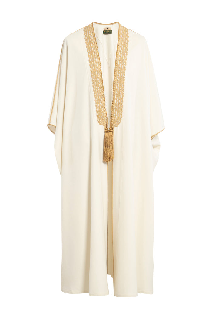 Wool Ivory & Gold Abaya