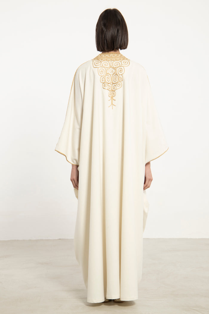 Wool Ivory & Gold Abaya