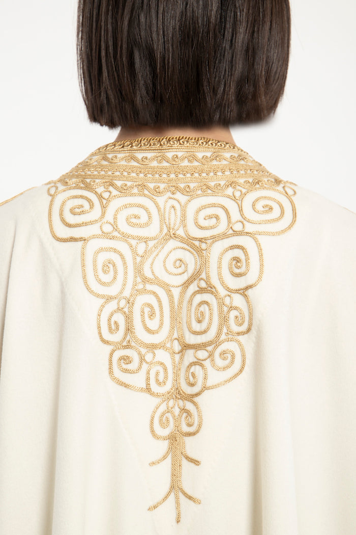 Wool Ivory & Gold Abaya