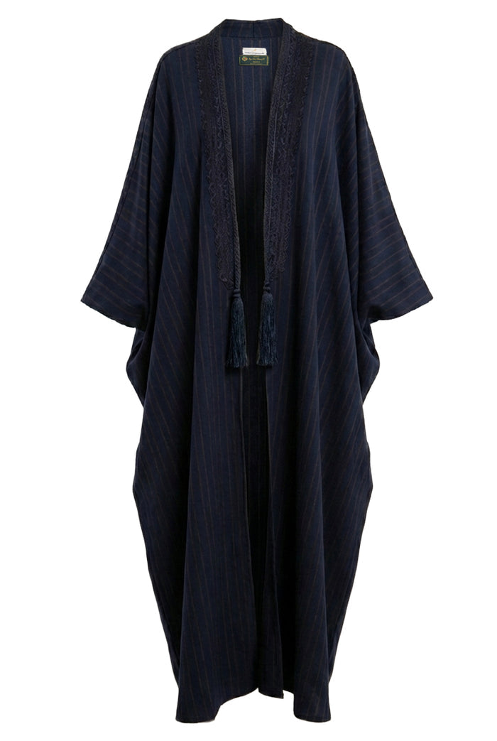 Wool Navy & Brown Lines Abaya