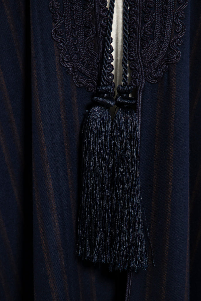 Wool Navy & Brown Lines Abaya