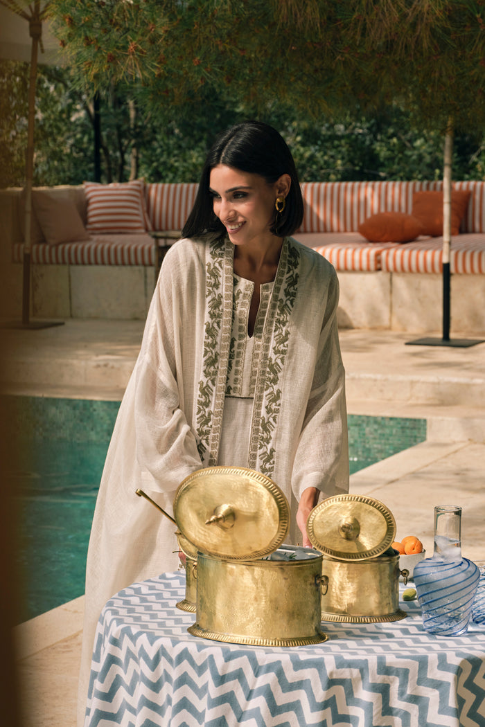 Yafa Linen Hand Stitched White Set