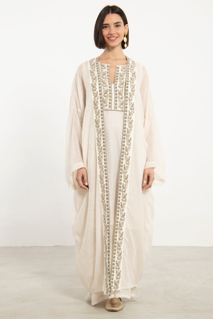 Yafa Linen Hand Stitched White Set