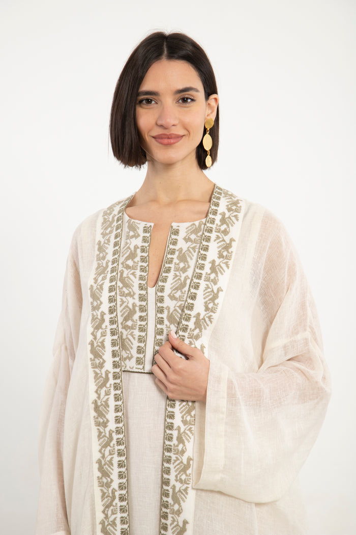 Yafa Linen Hand Stitched White Set