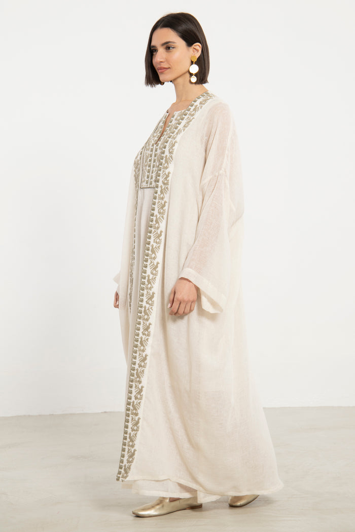 Yafa Linen Hand Stitched White Set