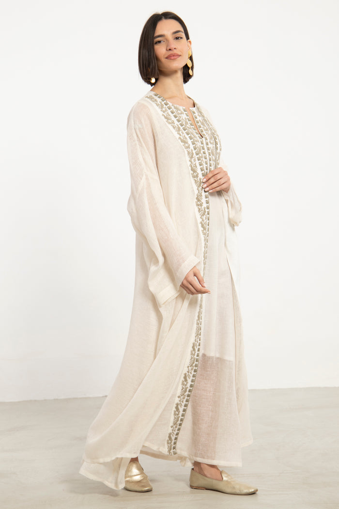 Yafa Linen Hand Stitched White Set