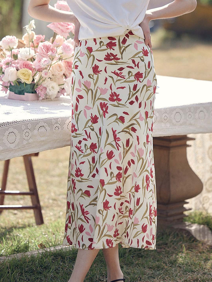 Yara Romantic Tulip Print Skirt