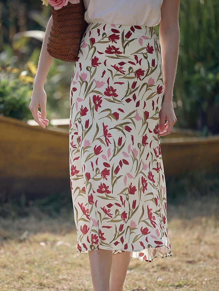 Yara Romantic Tulip Print Skirt