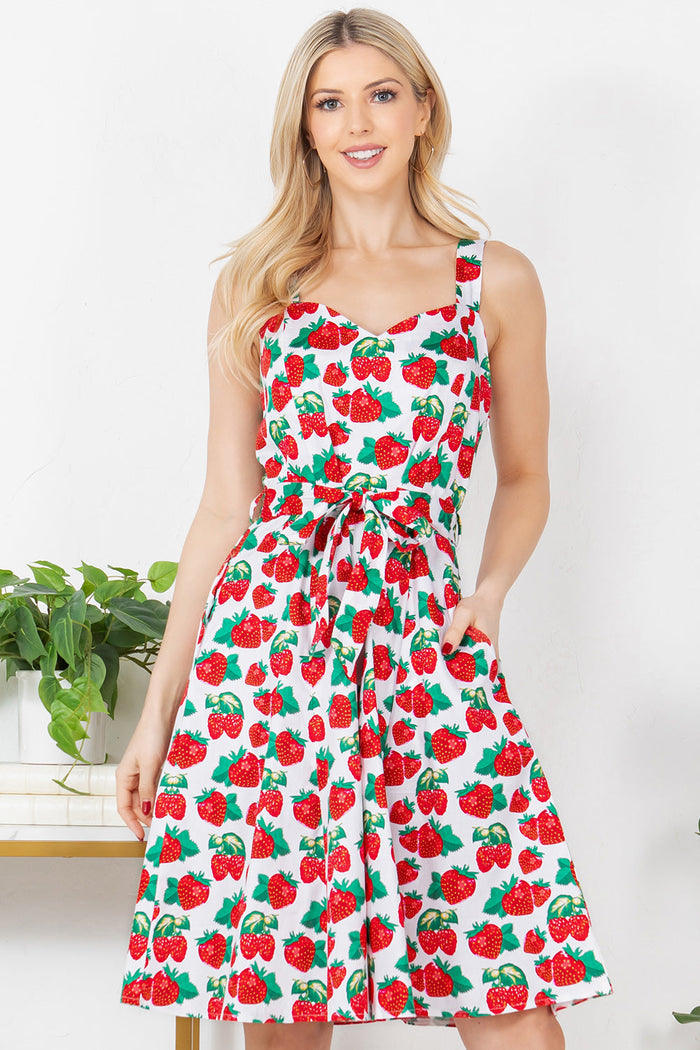 You're A Doll Cotton Dress in Red Berries