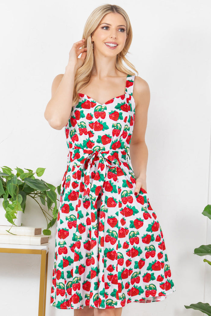 You're A Doll Cotton Dress in Red Berries