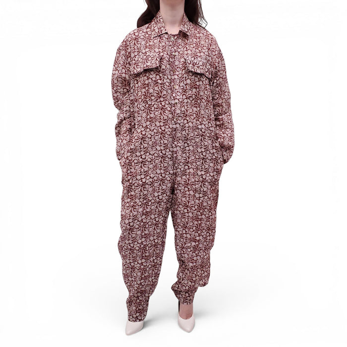 YVONNE S RED PATTERNED JUMPSUIT - SIZE L